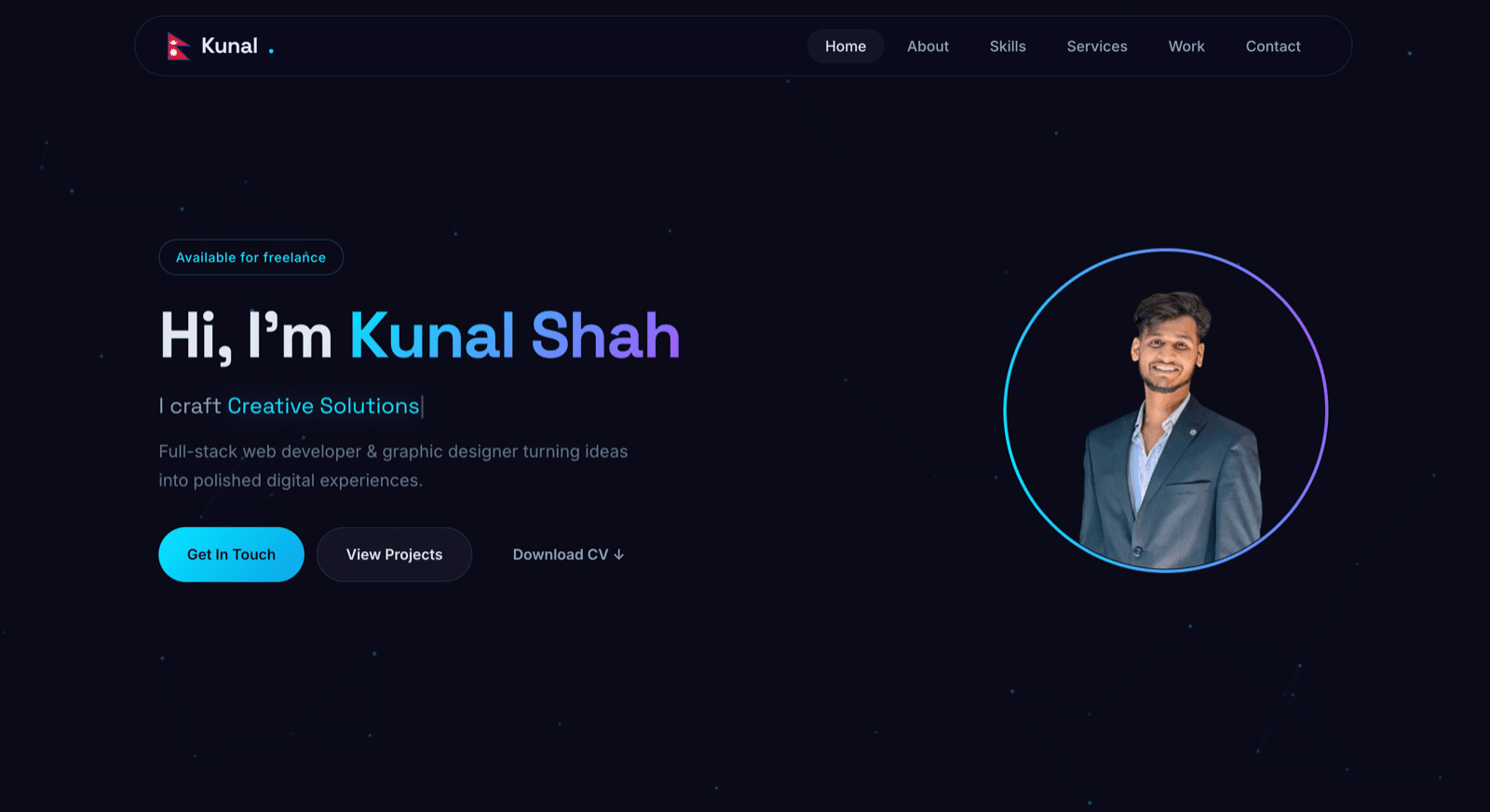 Kunal Shah's personal portfolio website